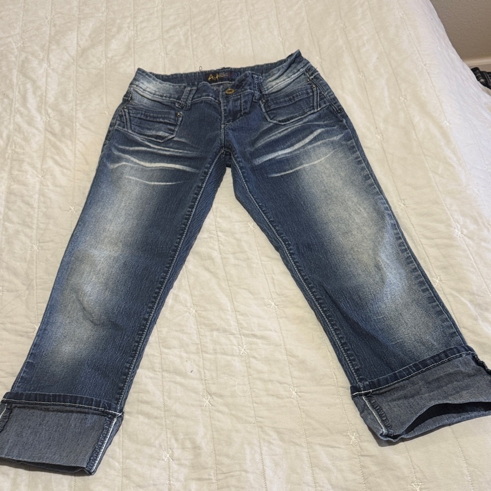 Angels Women's Blue Cropped Jeans